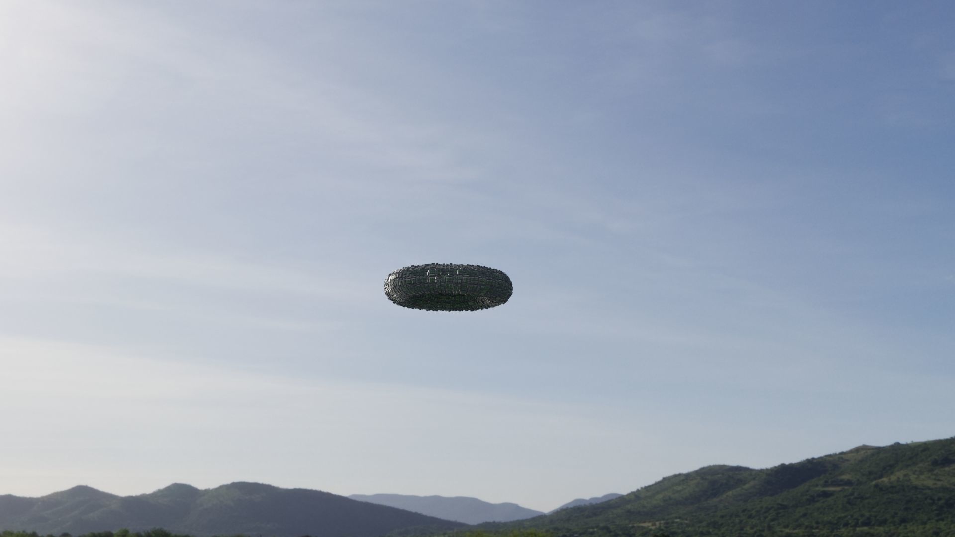 Ufo 3D model ring flying in sky 3D model_12