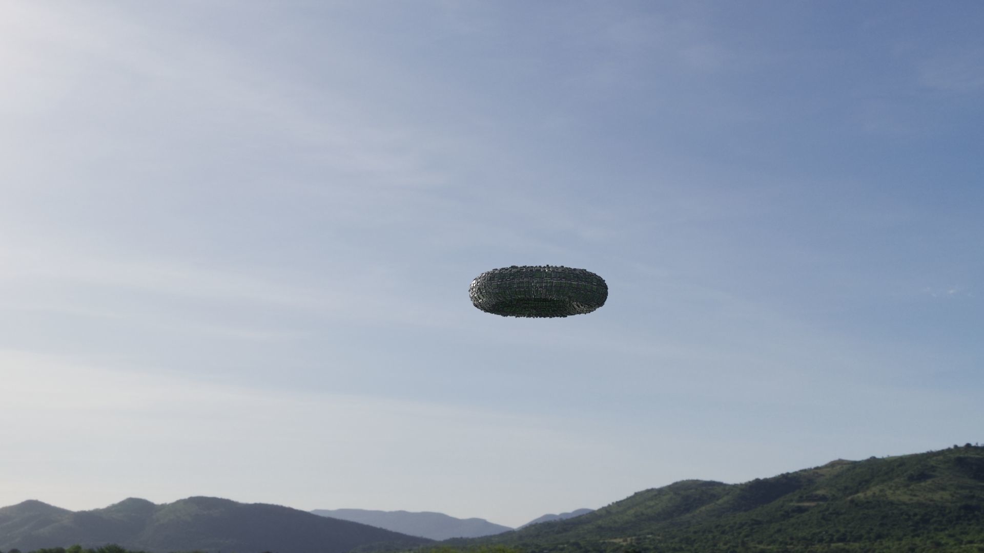 Ufo 3D model ring flying in sky 3D model_5