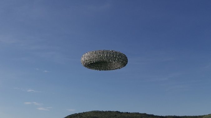 Ufo 3D model ring flying in sky 3D model