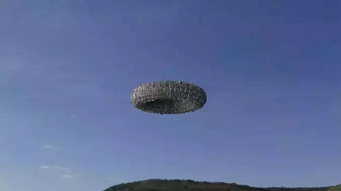 Ufo 3D model ring flying in sky 3D model