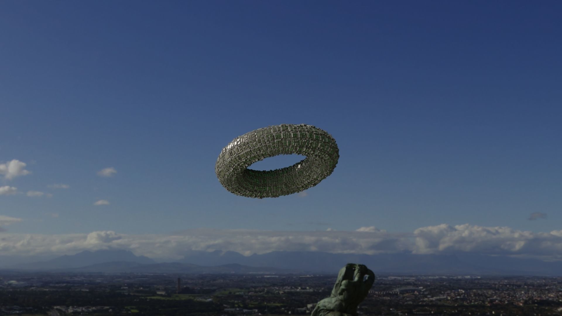 Ufo 3D model ring flying in sky 3D model_8