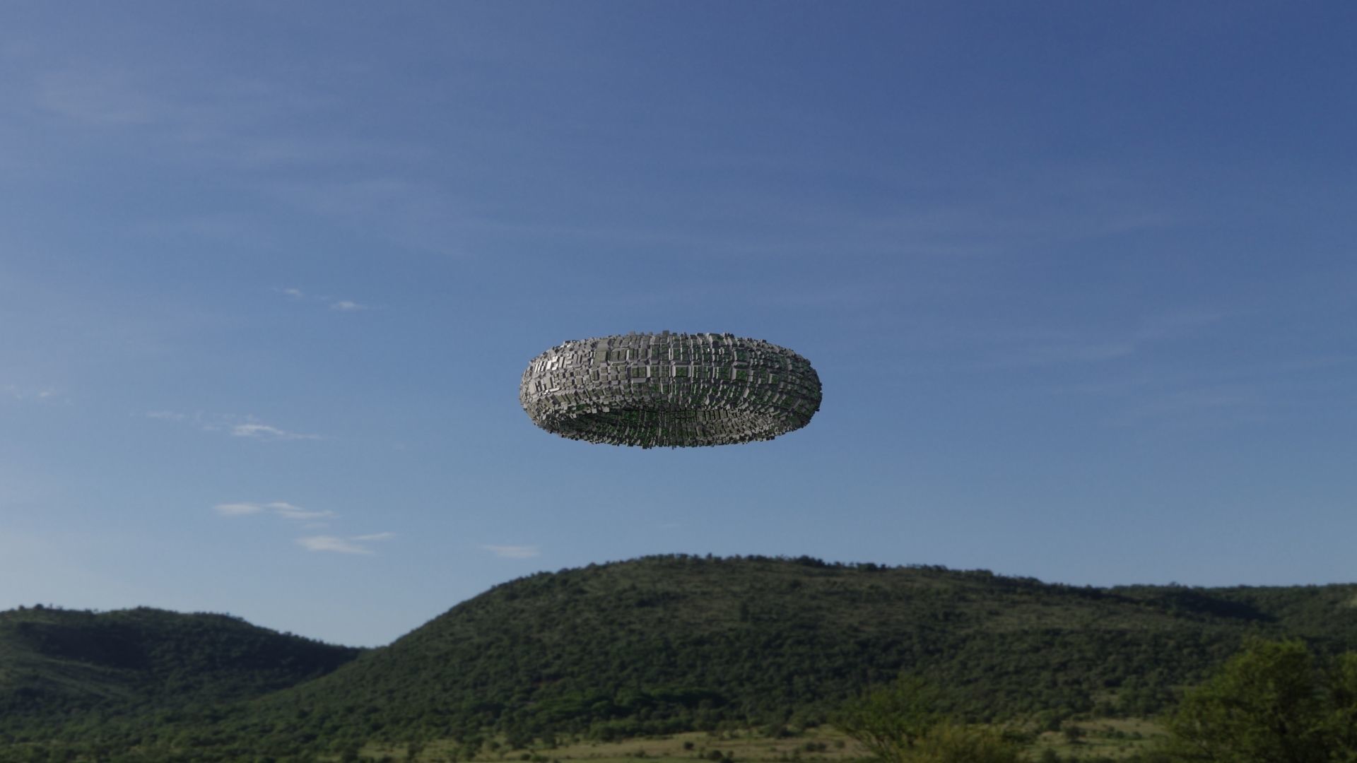 Ufo 3D model ring flying in sky 3D model_2