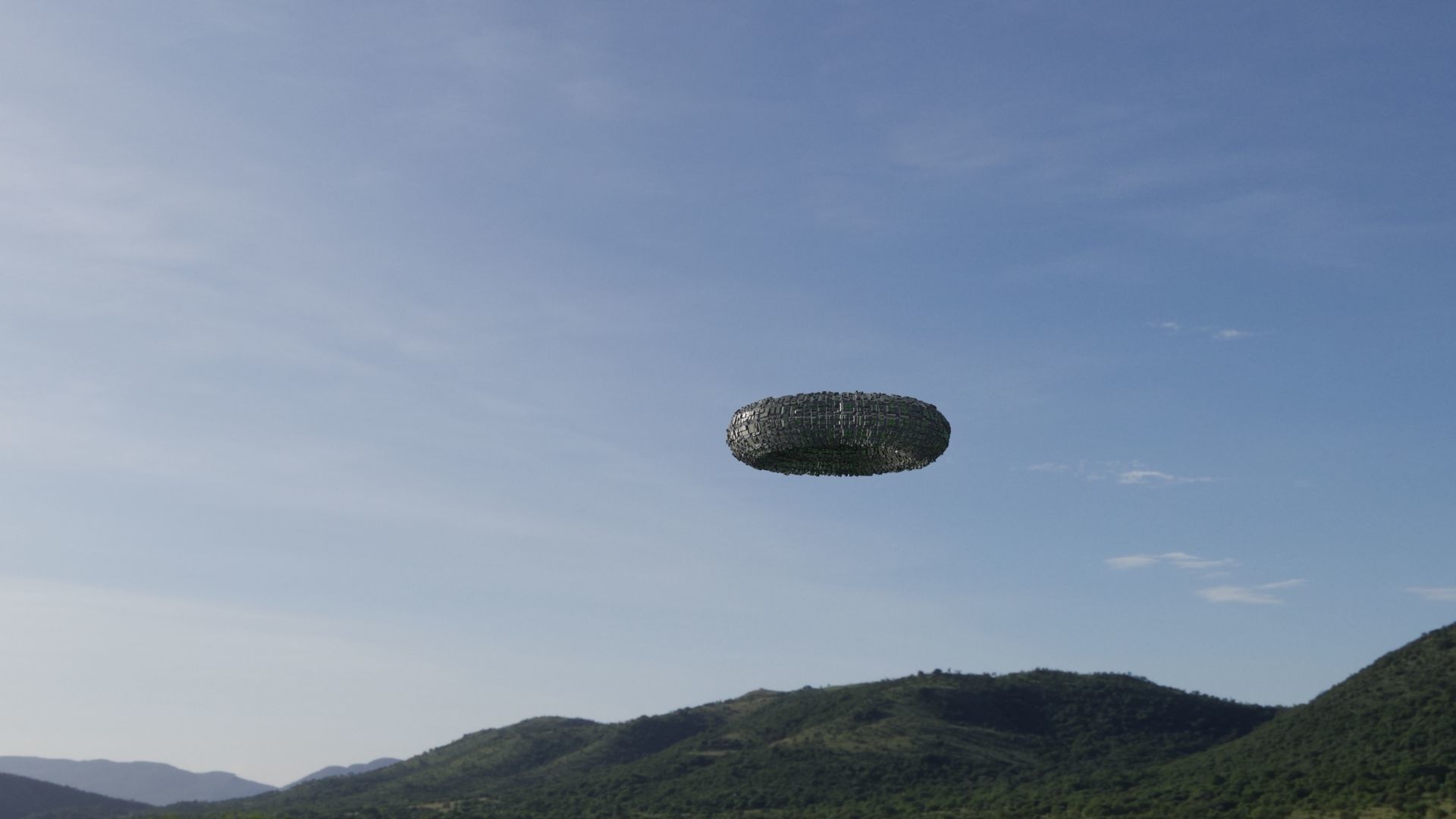 Ufo 3D model ring flying in sky 3D model_13