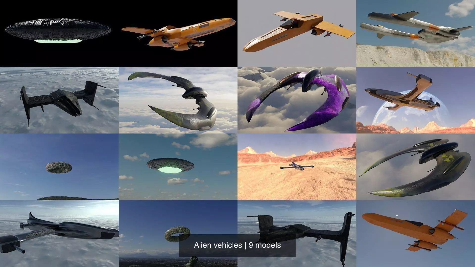Alien vehicles 3D Model Collection_0