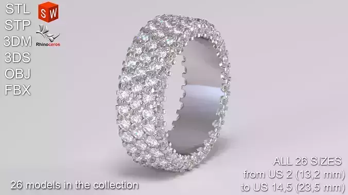Ring with diamonds 3D print model