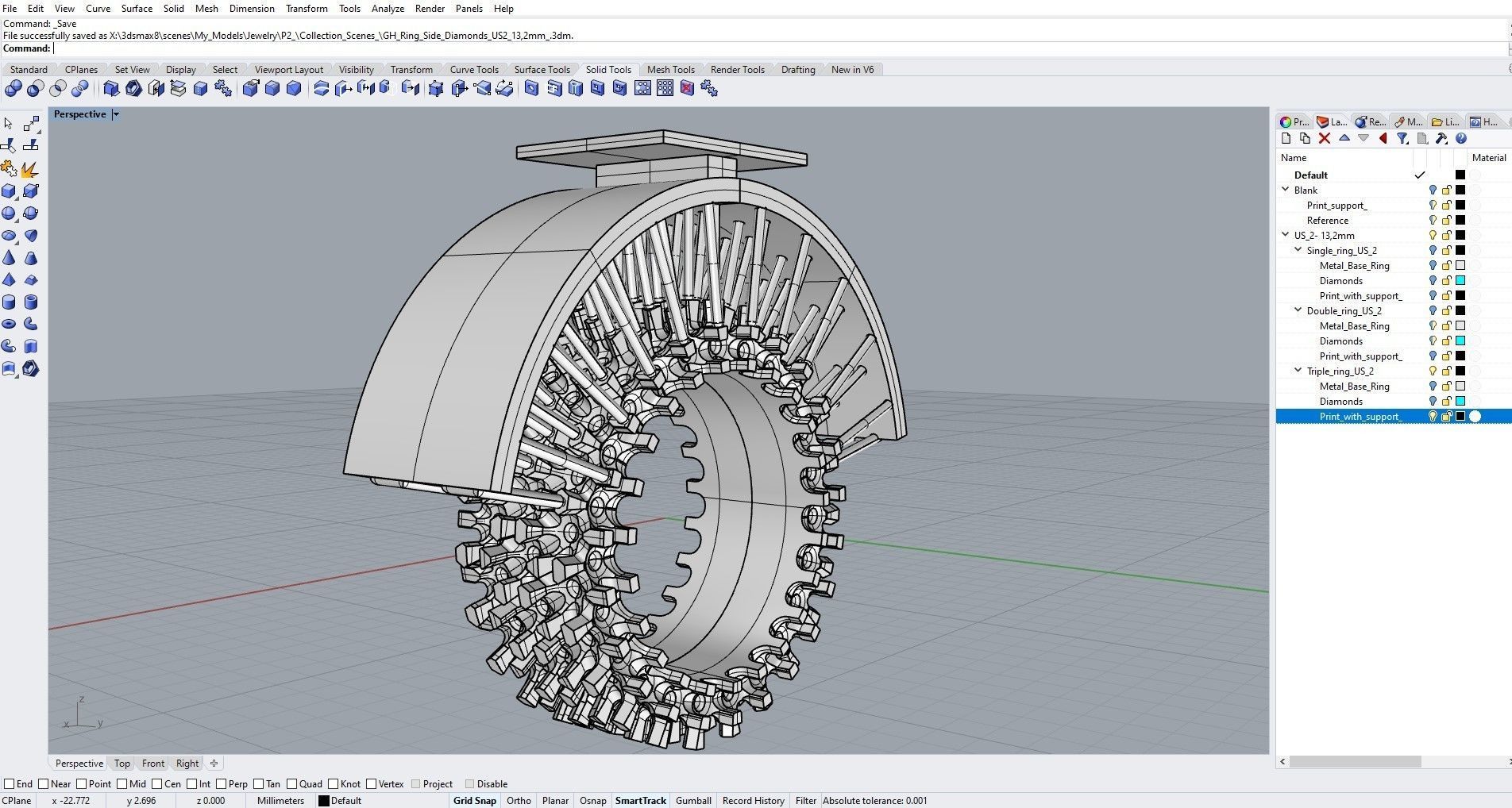 Ring with diamonds 3D print model_4