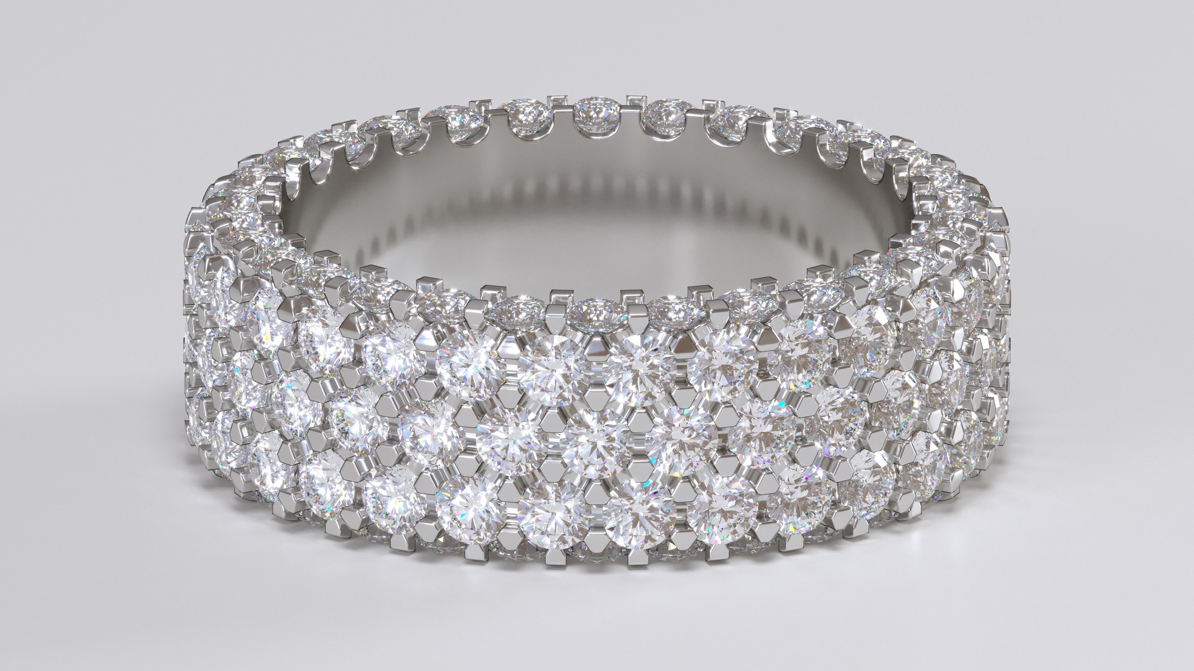 Ring with diamonds 3D print model_6