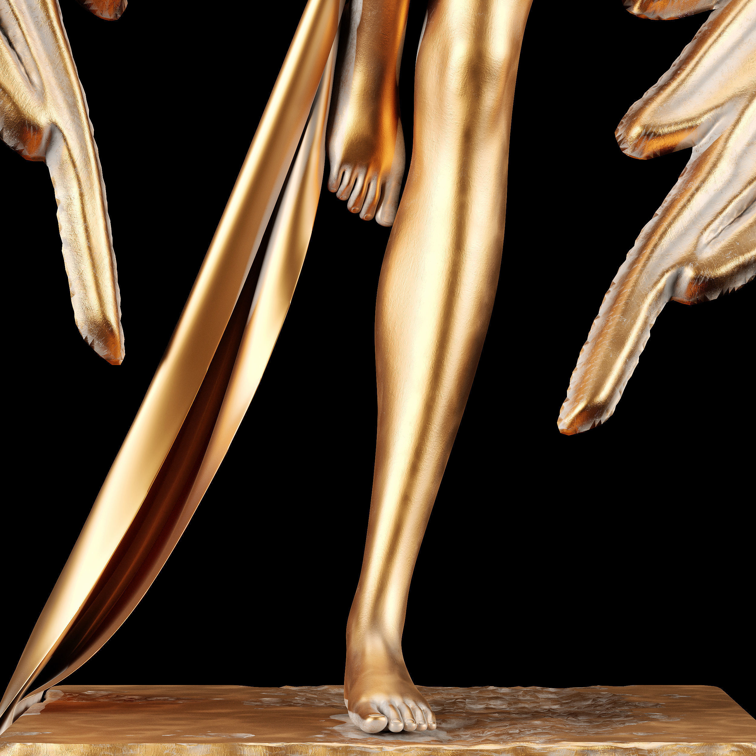 Angel wing sculpture 3D model_4