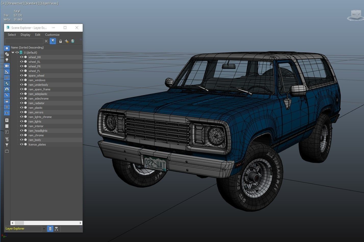American generic offroad car Low-poly 3D model_43