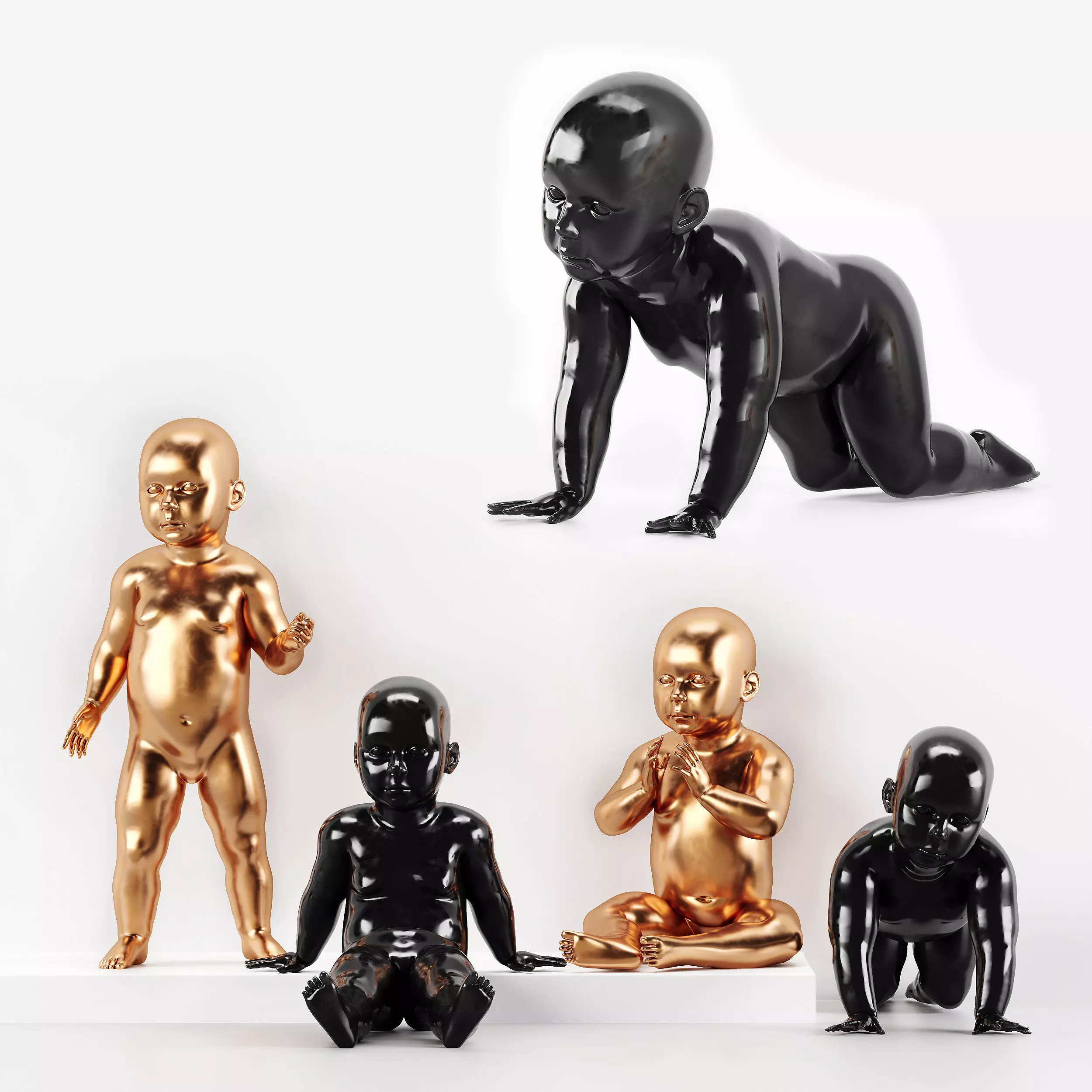 Black and Gold Baby Mannequin 4  3D model_0