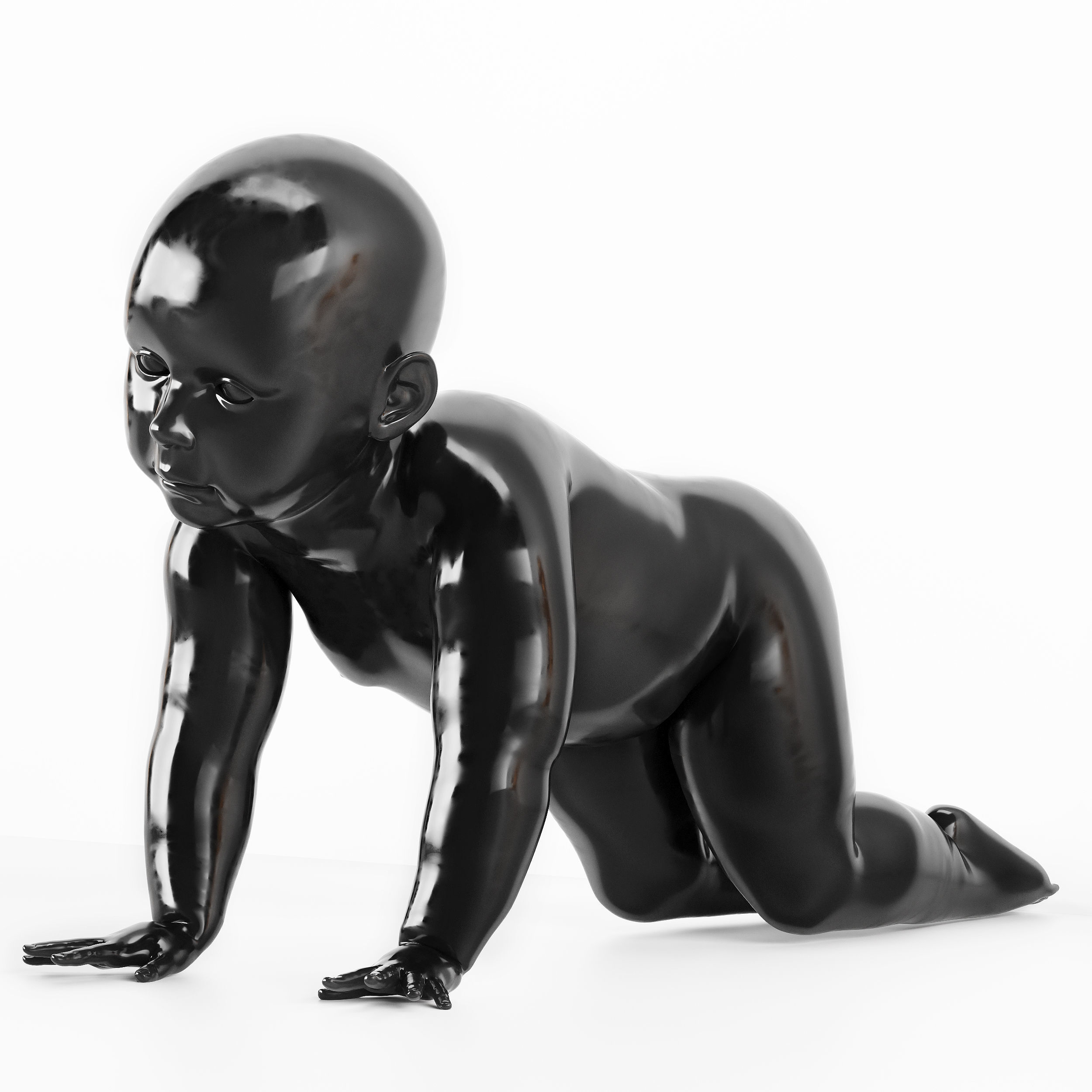 Black and Gold Baby Mannequin 4  3D model_3