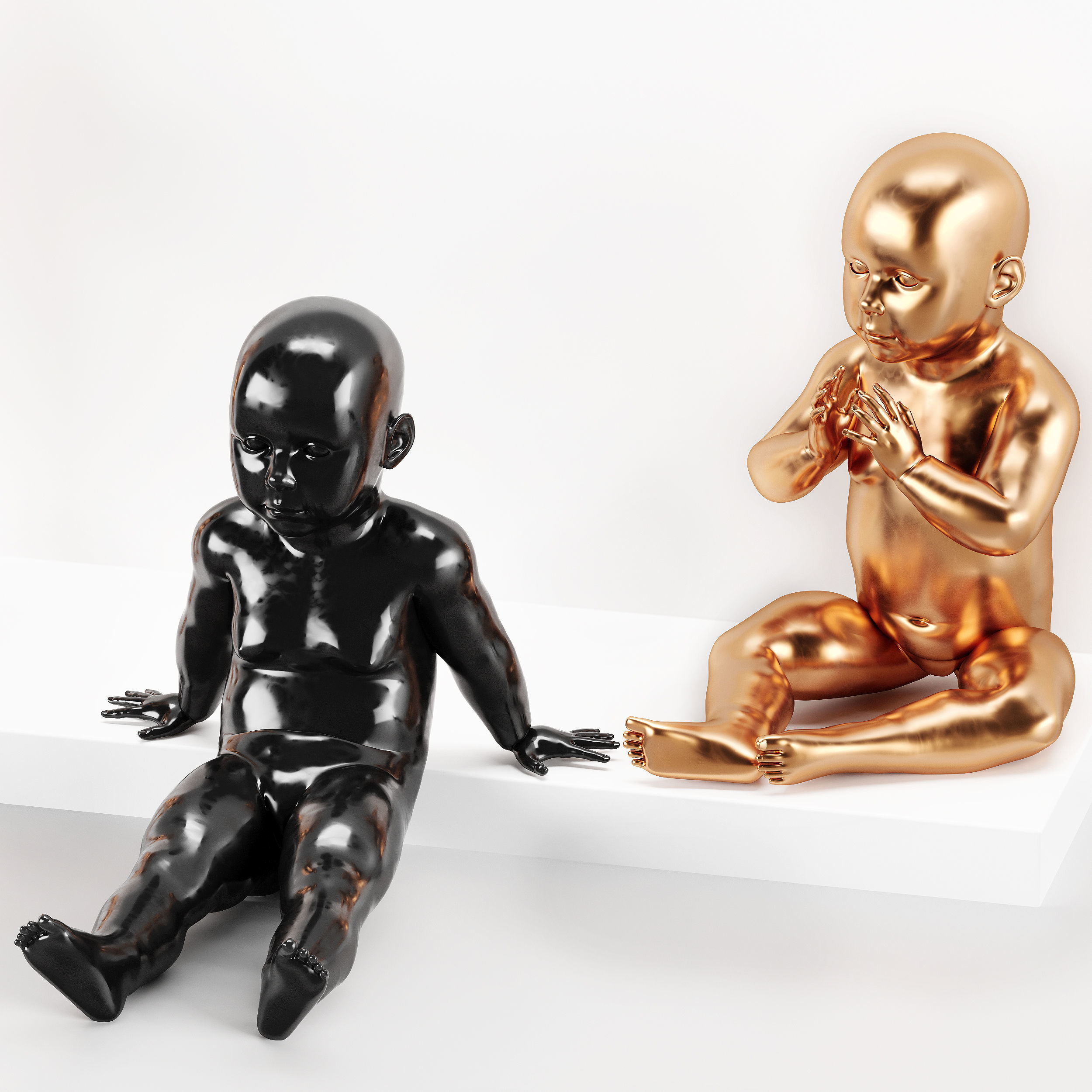 Black and Gold Baby Mannequin 4  3D model_2