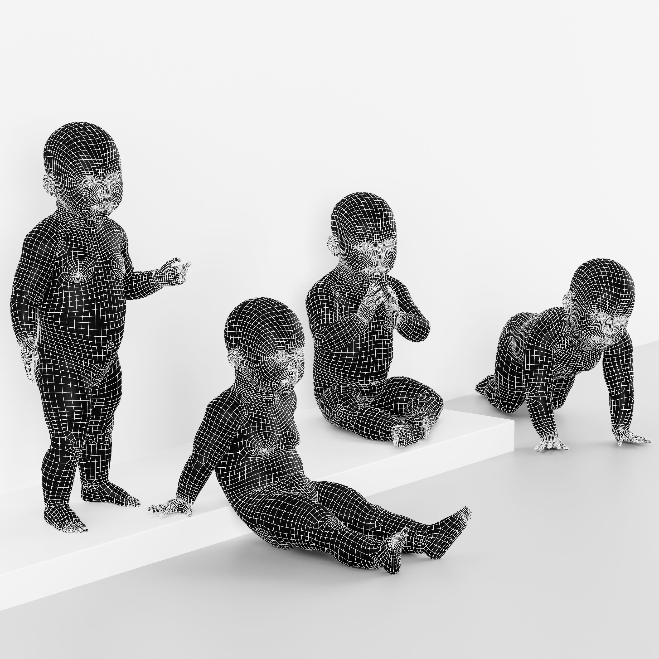 Black and Gold Baby Mannequin 4  3D model_4