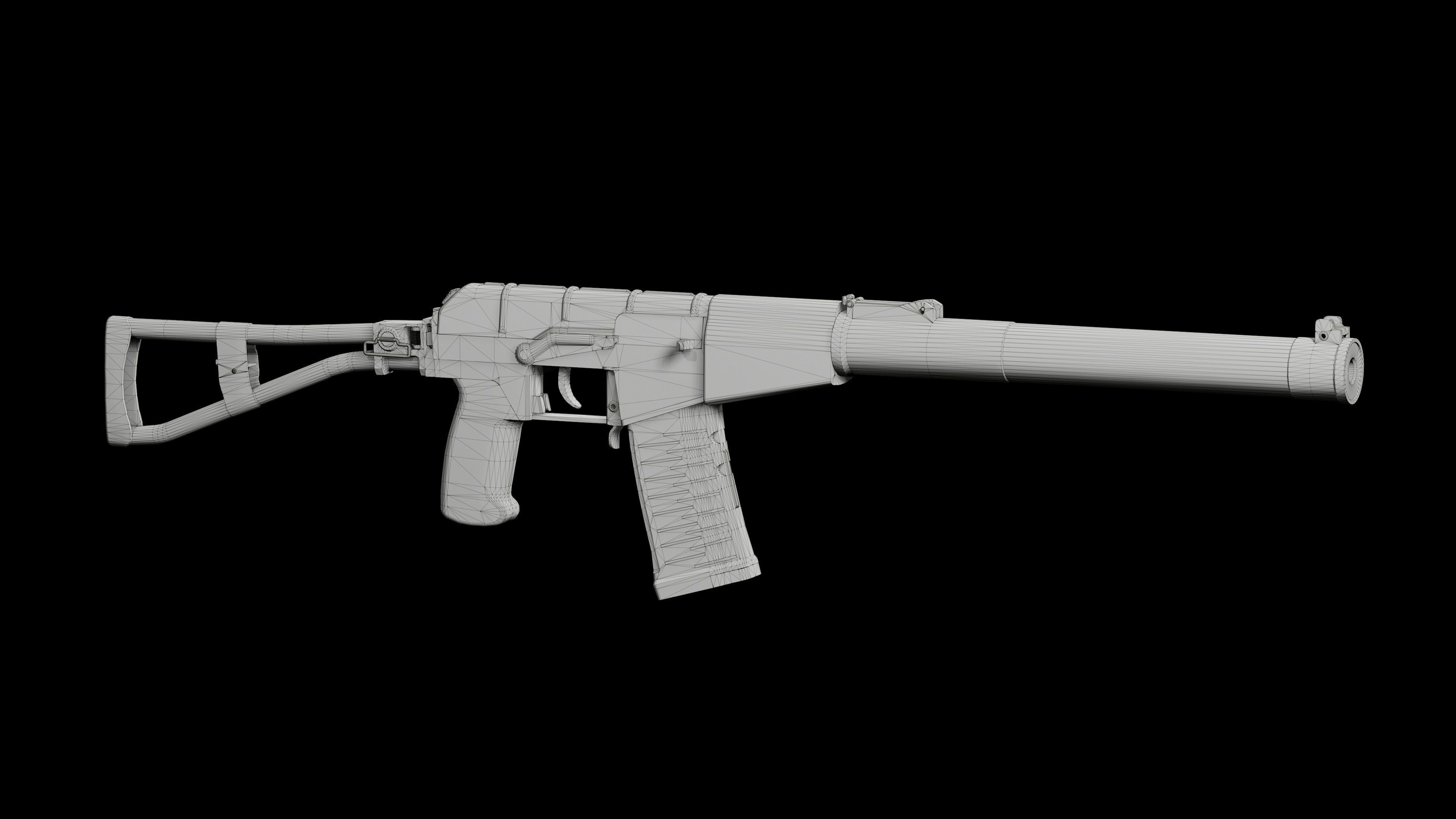 AS VAL russian rifle  Low-poly 3D model_16