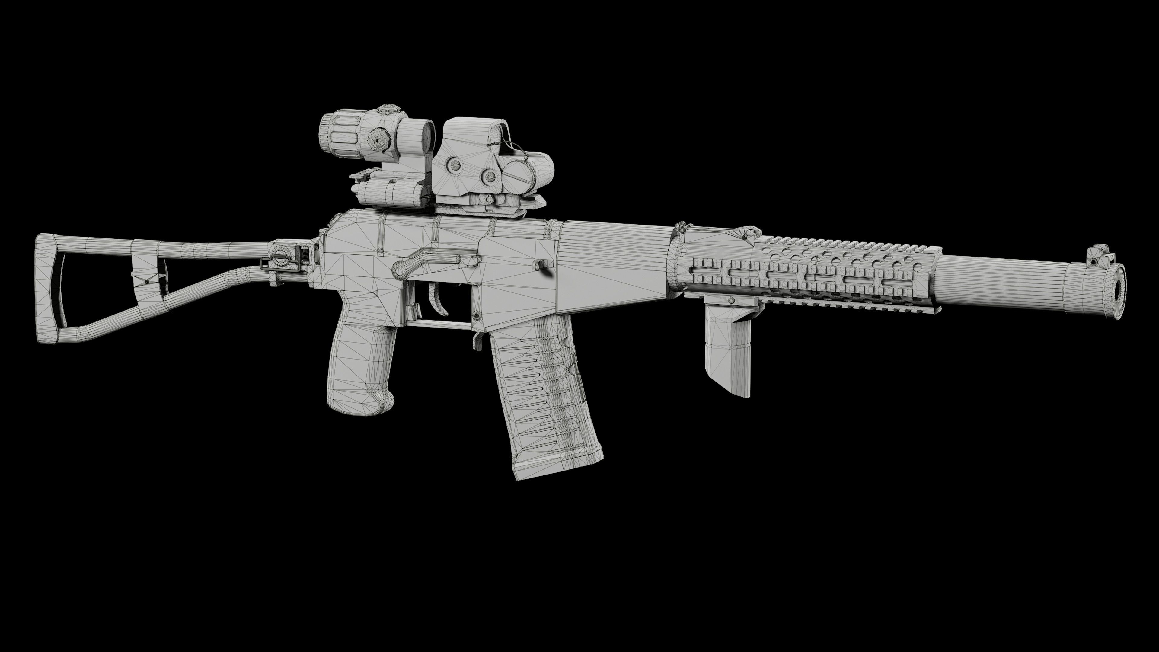 AS VAL russian rifle  Low-poly 3D model_13