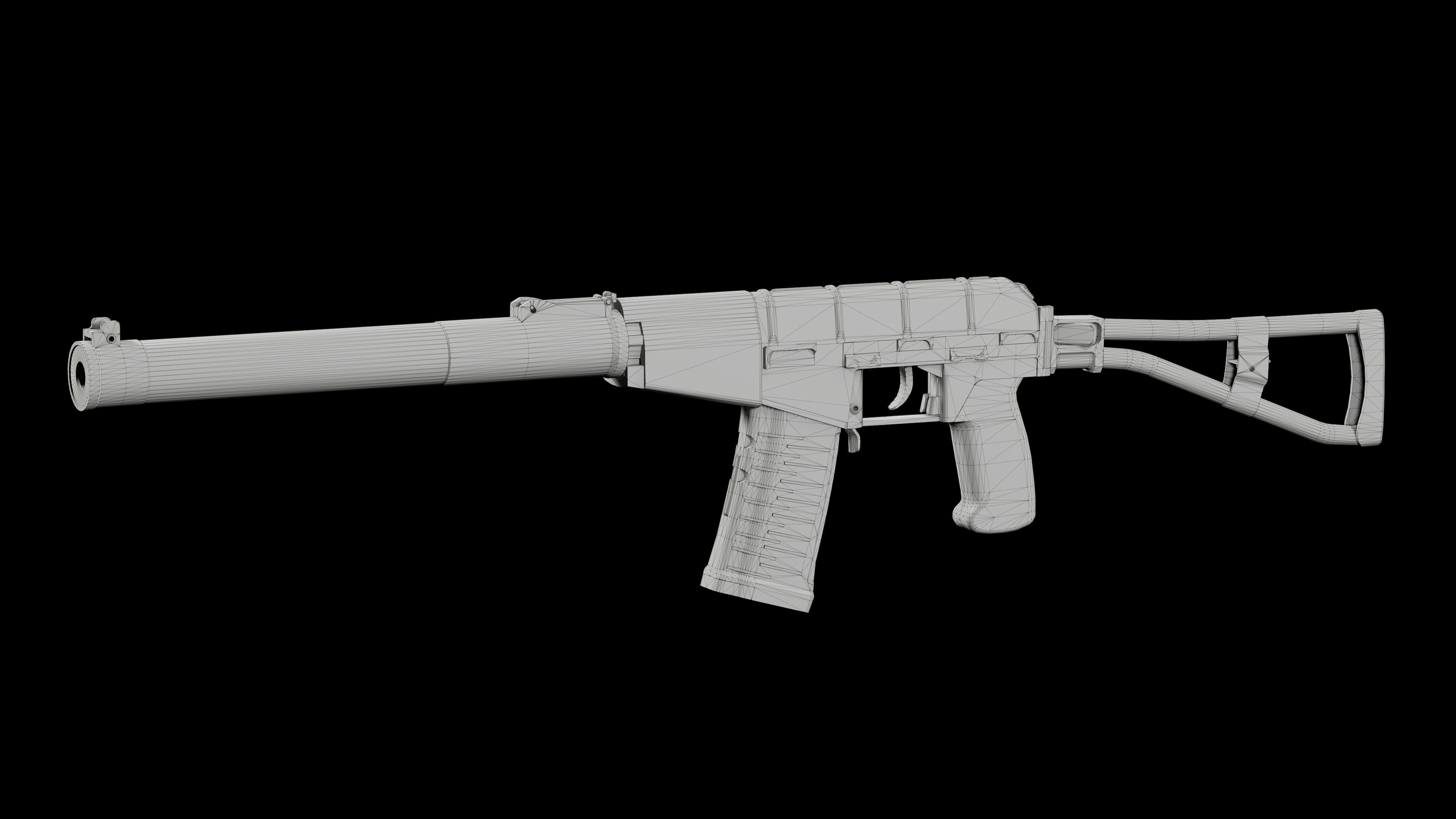 AS VAL russian rifle  Low-poly 3D model_15