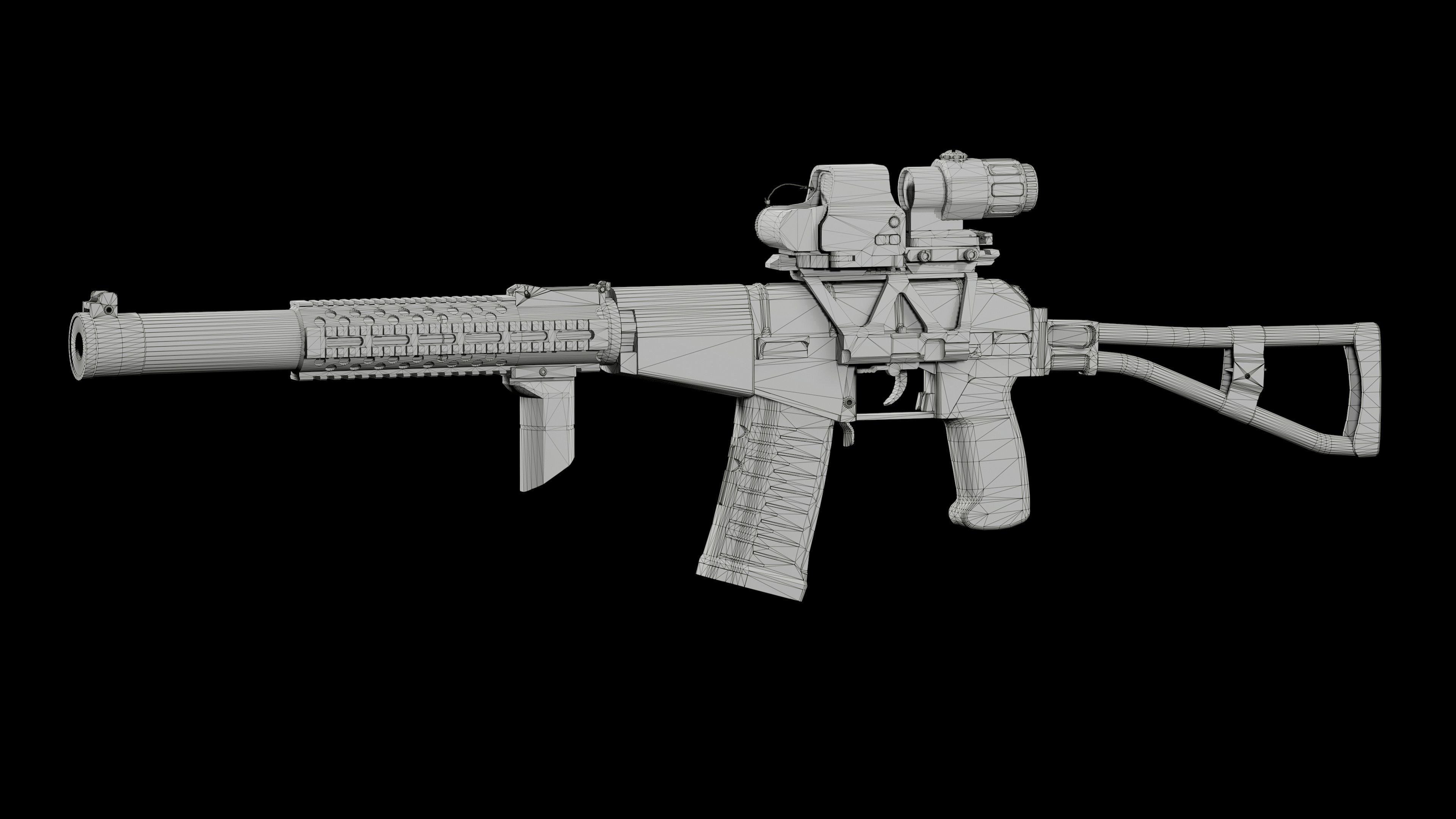 AS VAL russian rifle  Low-poly 3D model_14