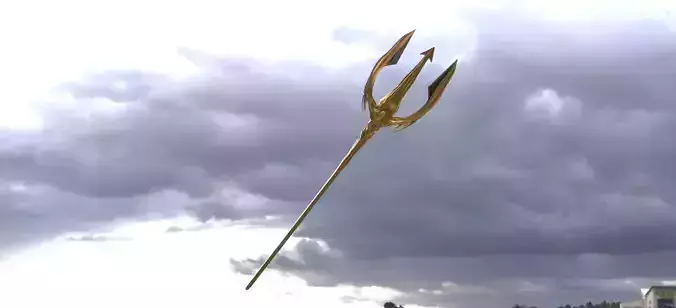 Trident golden flying in sky 3D model