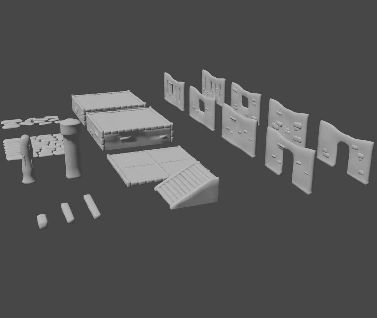 Modular building set 1 Low-poly 3D model_5