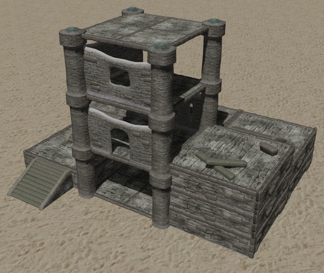 Modular building set 1 Low-poly 3D model_15