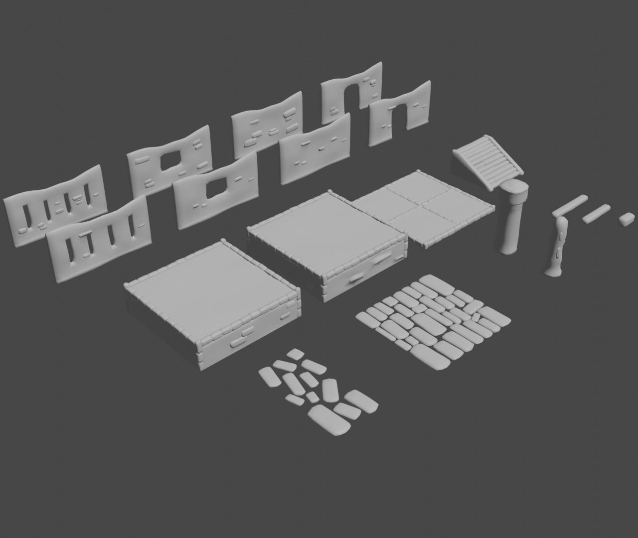 Modular building set 1 Low-poly 3D model_8