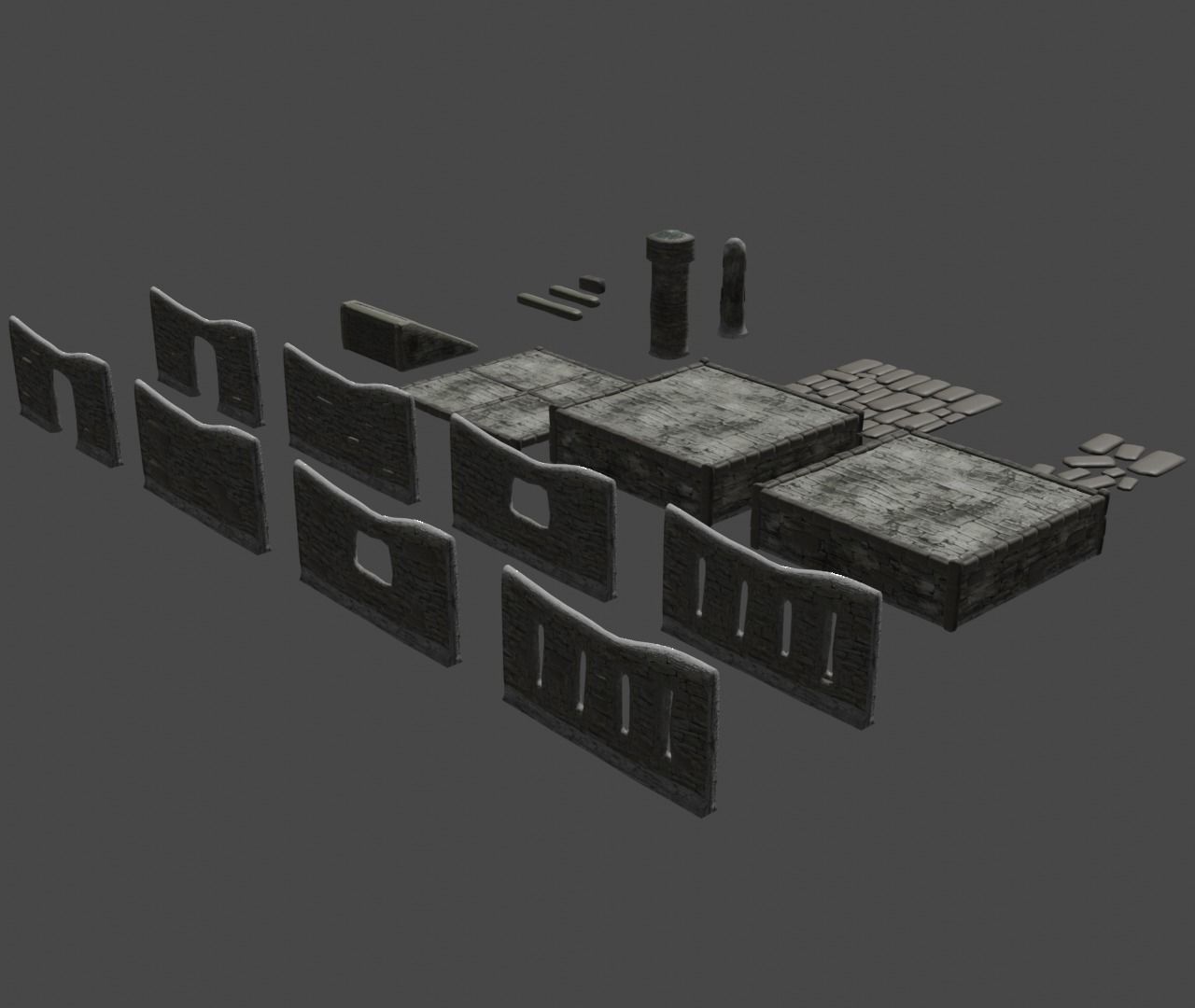 Modular building set 1 Low-poly 3D model_10