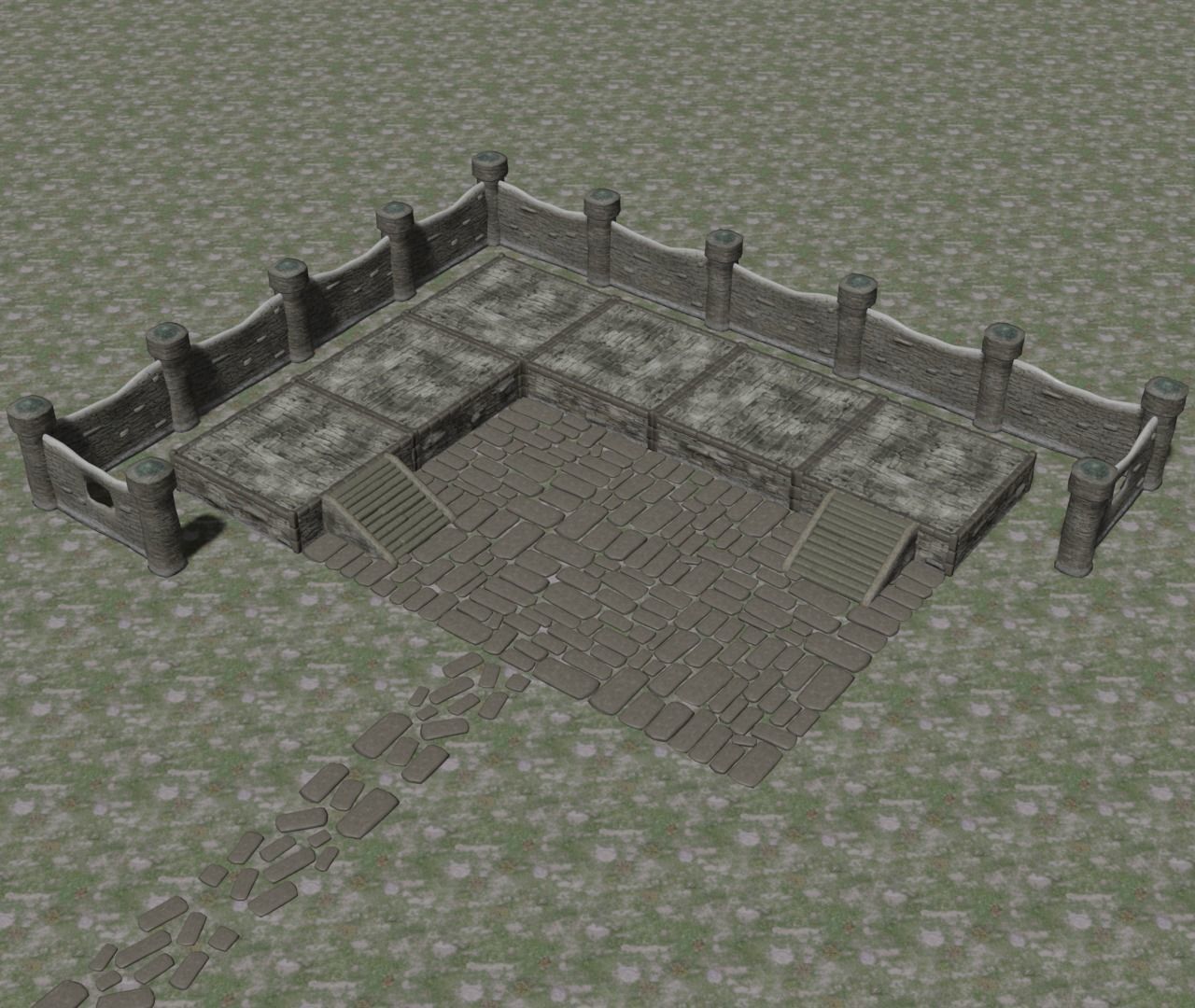 Modular building set 1 Low-poly 3D model_14