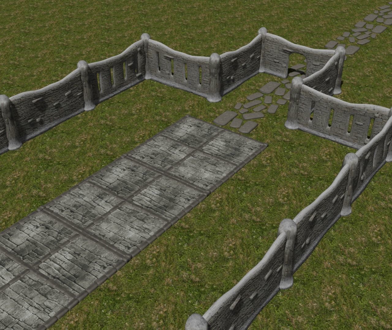 Modular building set 1 Low-poly 3D model_13