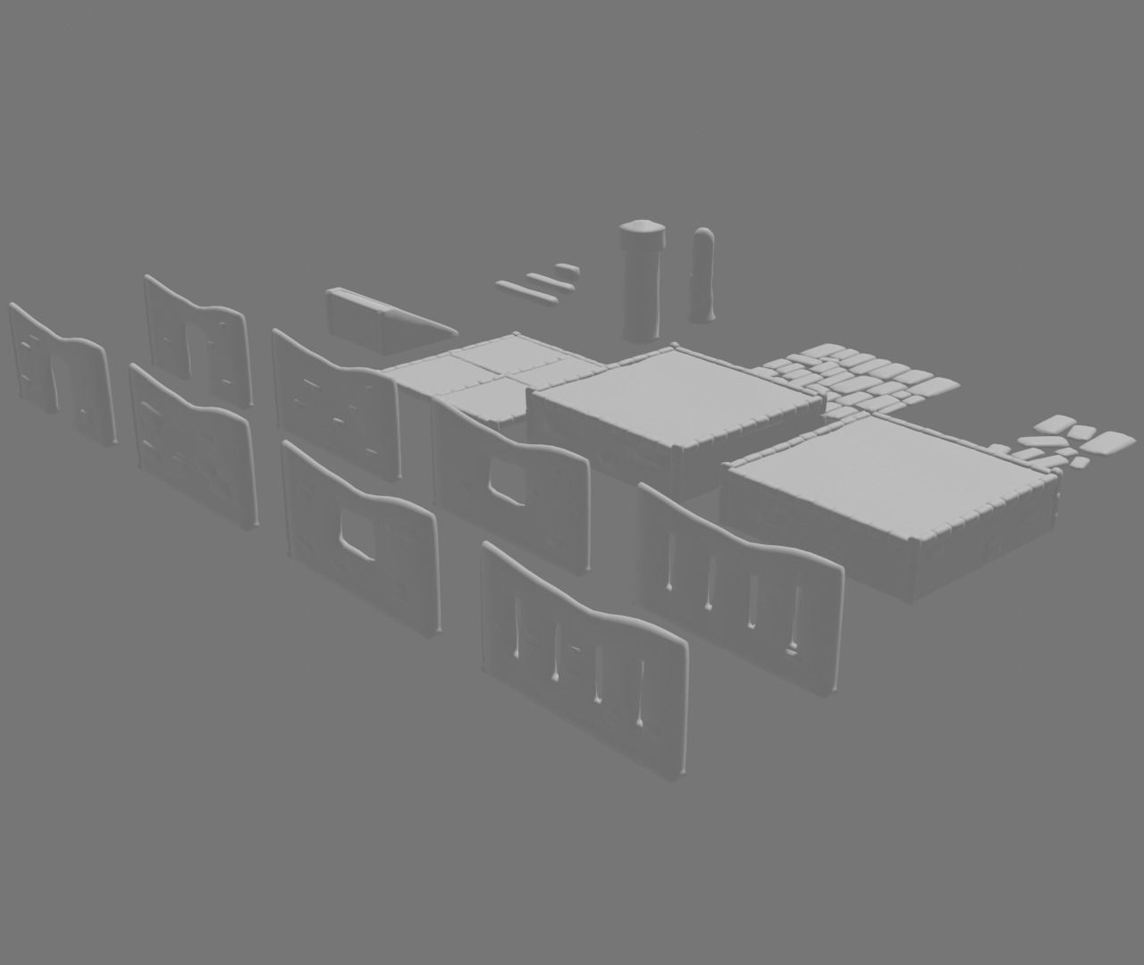 Modular building set 1 Low-poly 3D model_11