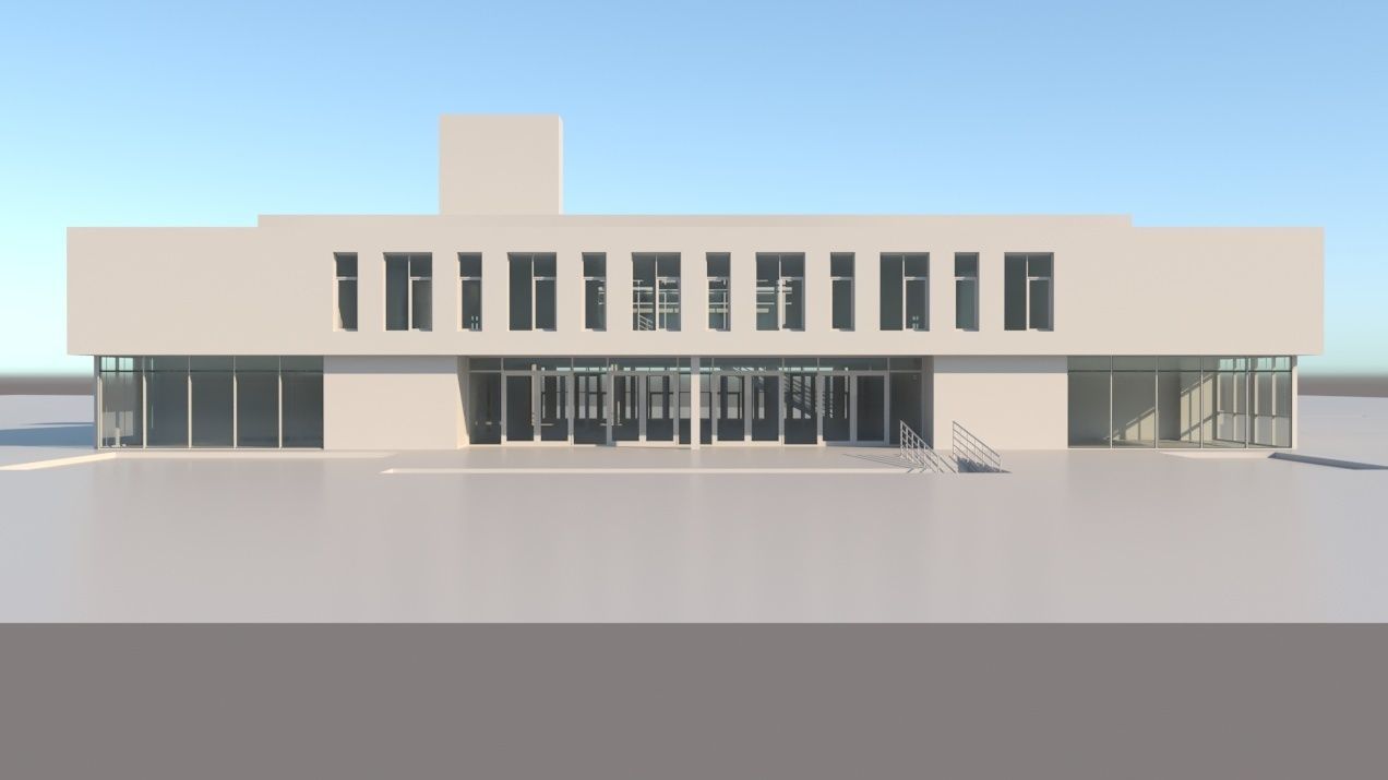 University High School Building 3D model_8