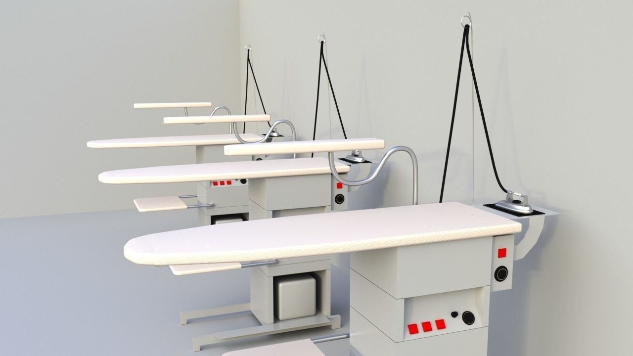 Industrial ironing table 3D model_8