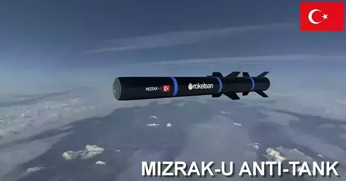 Mizrak-U Anti-Tank Missile Low-poly 3D model