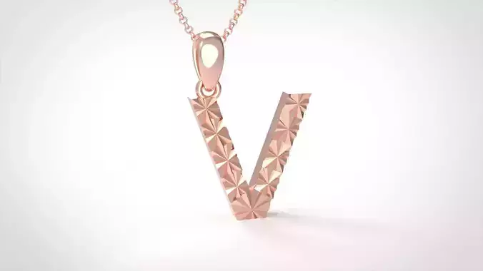 Model 364 Alphabets Necklace  The Letter V Necklace Texture