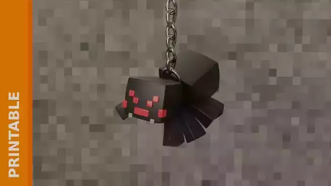 Stylized Minecraft Spider Keychain
