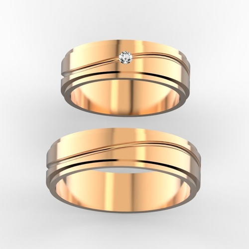 Wedding bands with 2 mm stone  3D print model