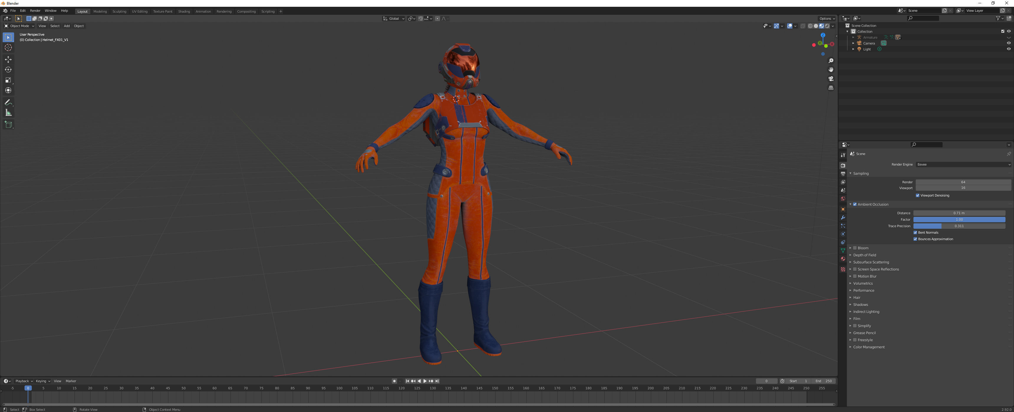FX01 Female Space Suit Orange LITE VERSION Low-poly 3D model_13