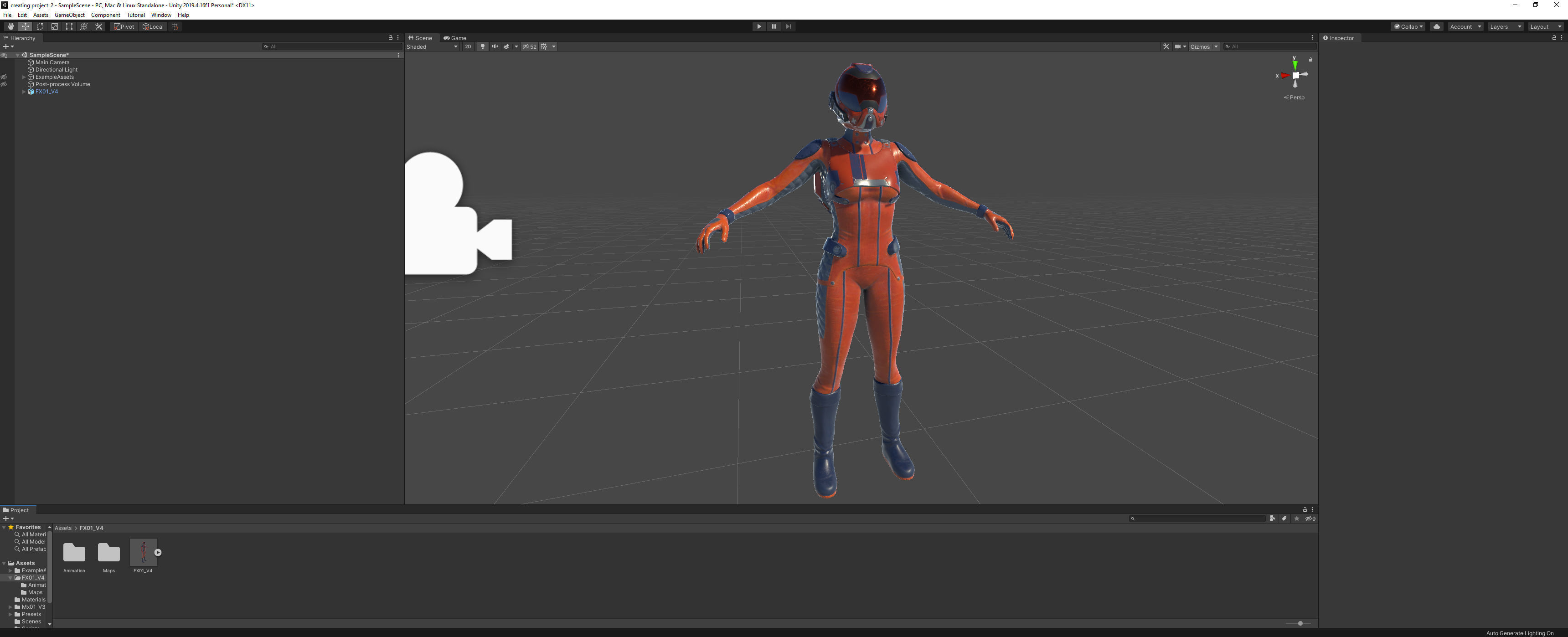 FX01 Female Space Suit Orange LITE VERSION Low-poly 3D model_15