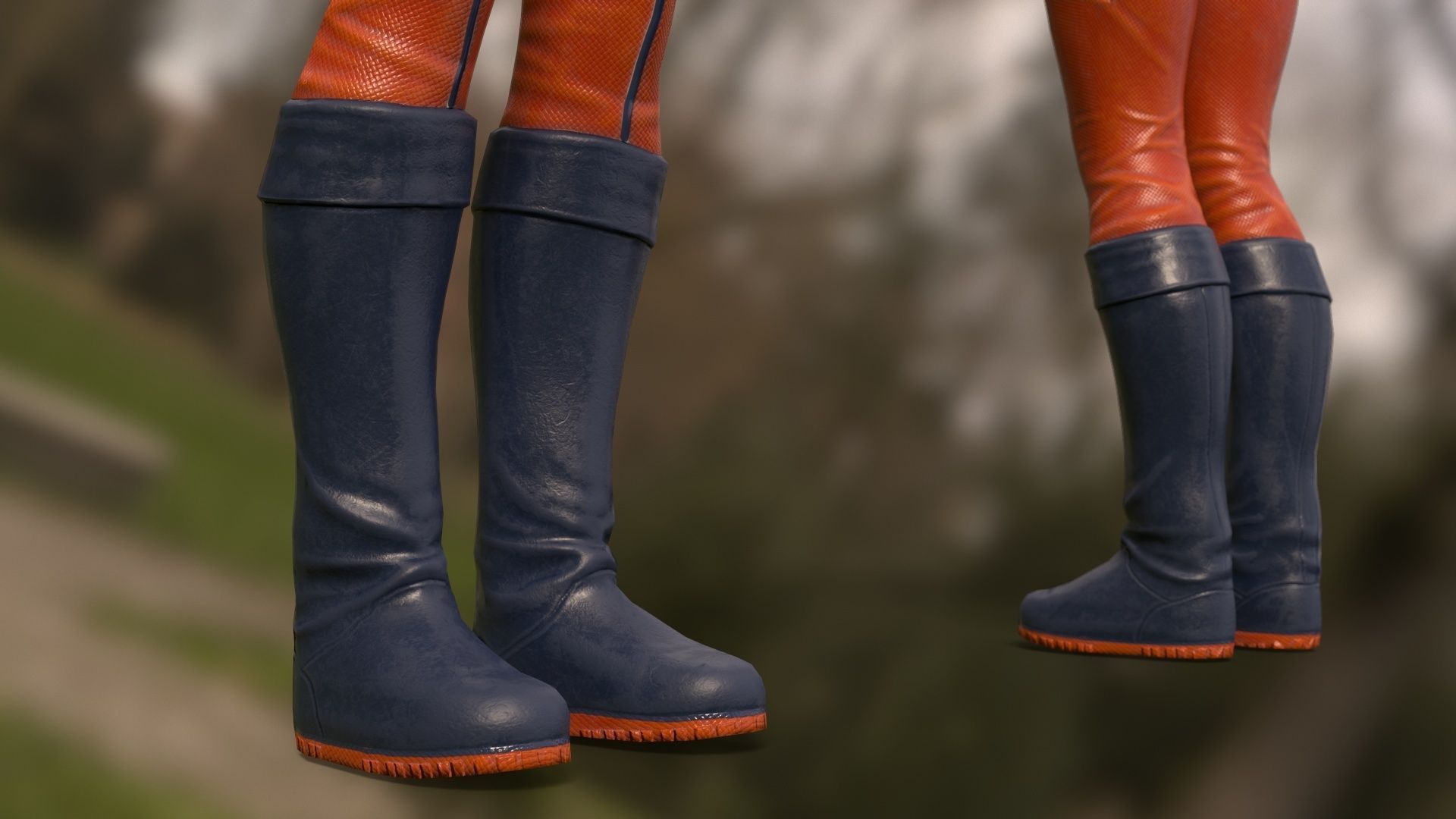 FX01 Female Space Suit Orange LITE VERSION Low-poly 3D model_11