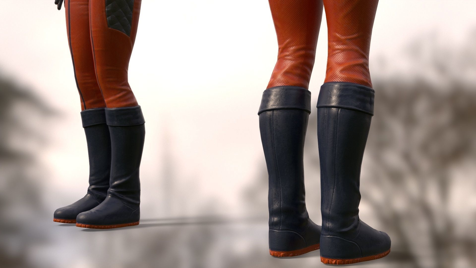 FX01 Female Space Suit Orange LITE VERSION Low-poly 3D model_10