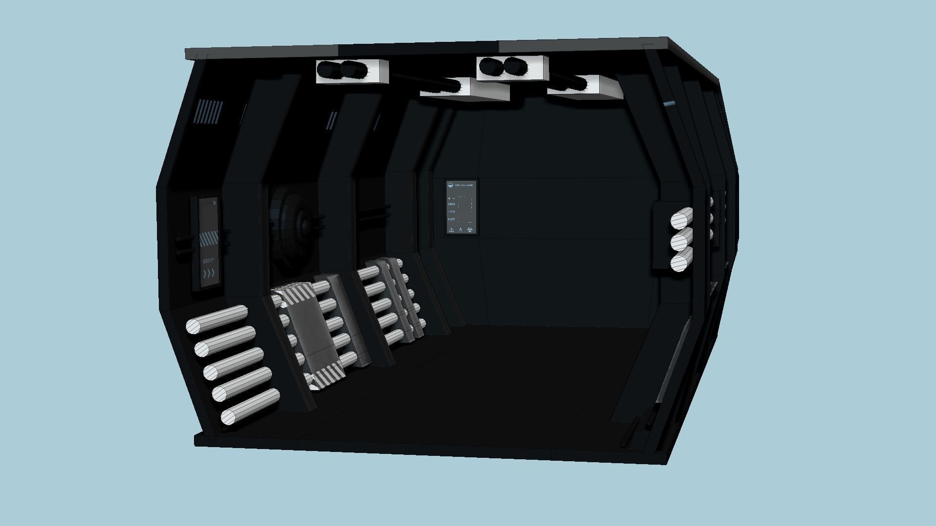 SciFi Black Backdrop - Scenery Full Perm Spaceship Interior Low-poly 3D model_16