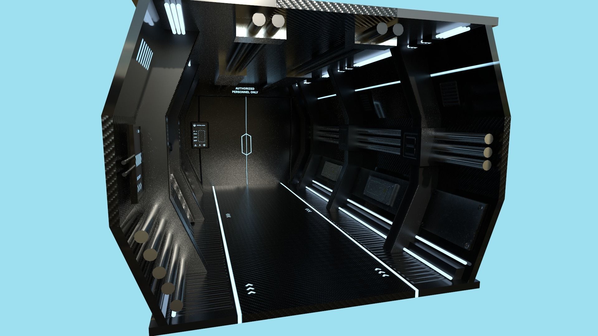 SciFi Black Backdrop - Scenery Full Perm Spaceship Interior Low-poly 3D model_3