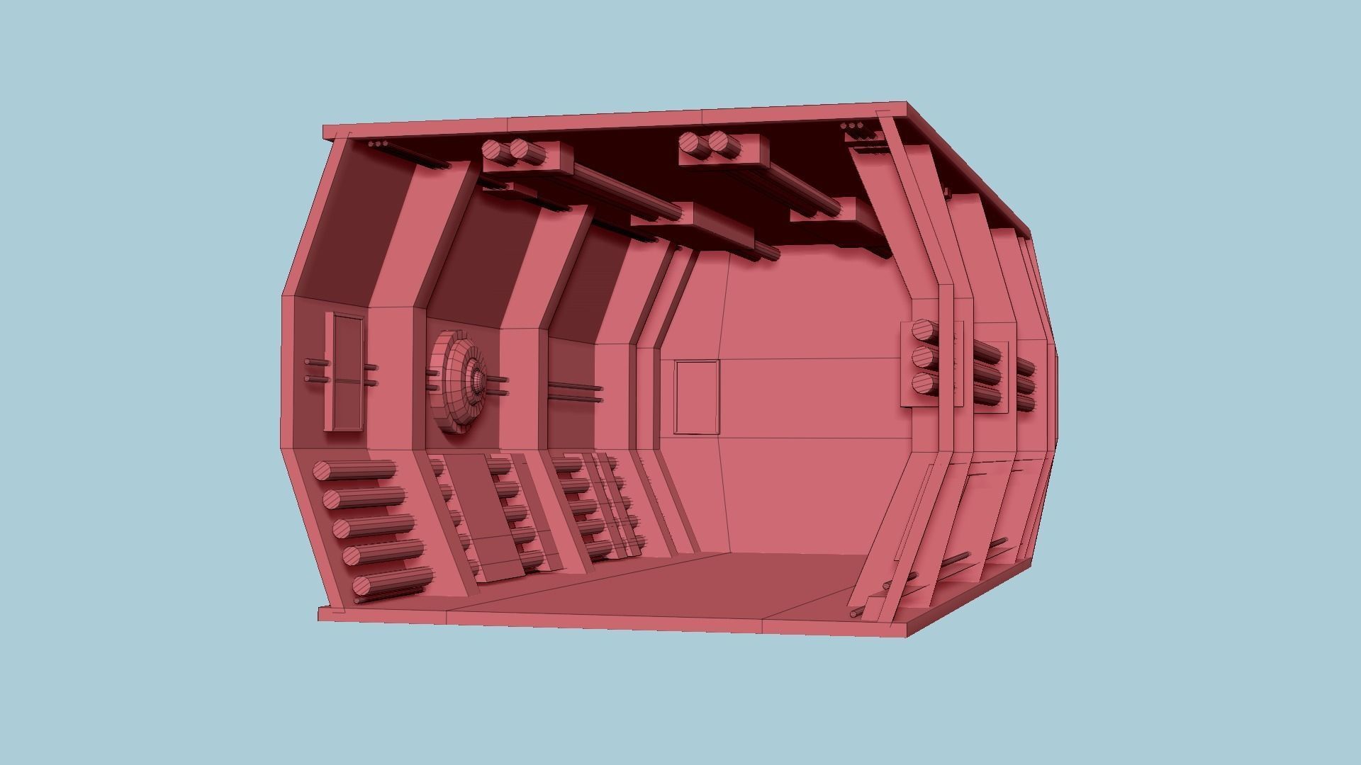 SciFi Black Backdrop - Scenery Full Perm Spaceship Interior Low-poly 3D model_8