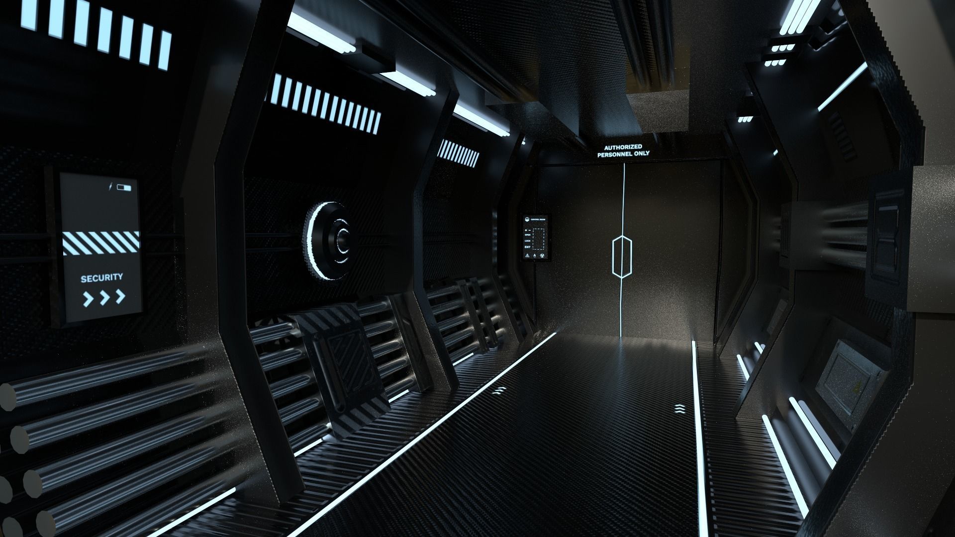 SciFi Black Backdrop - Scenery Full Perm Spaceship Interior Low-poly 3D model_1