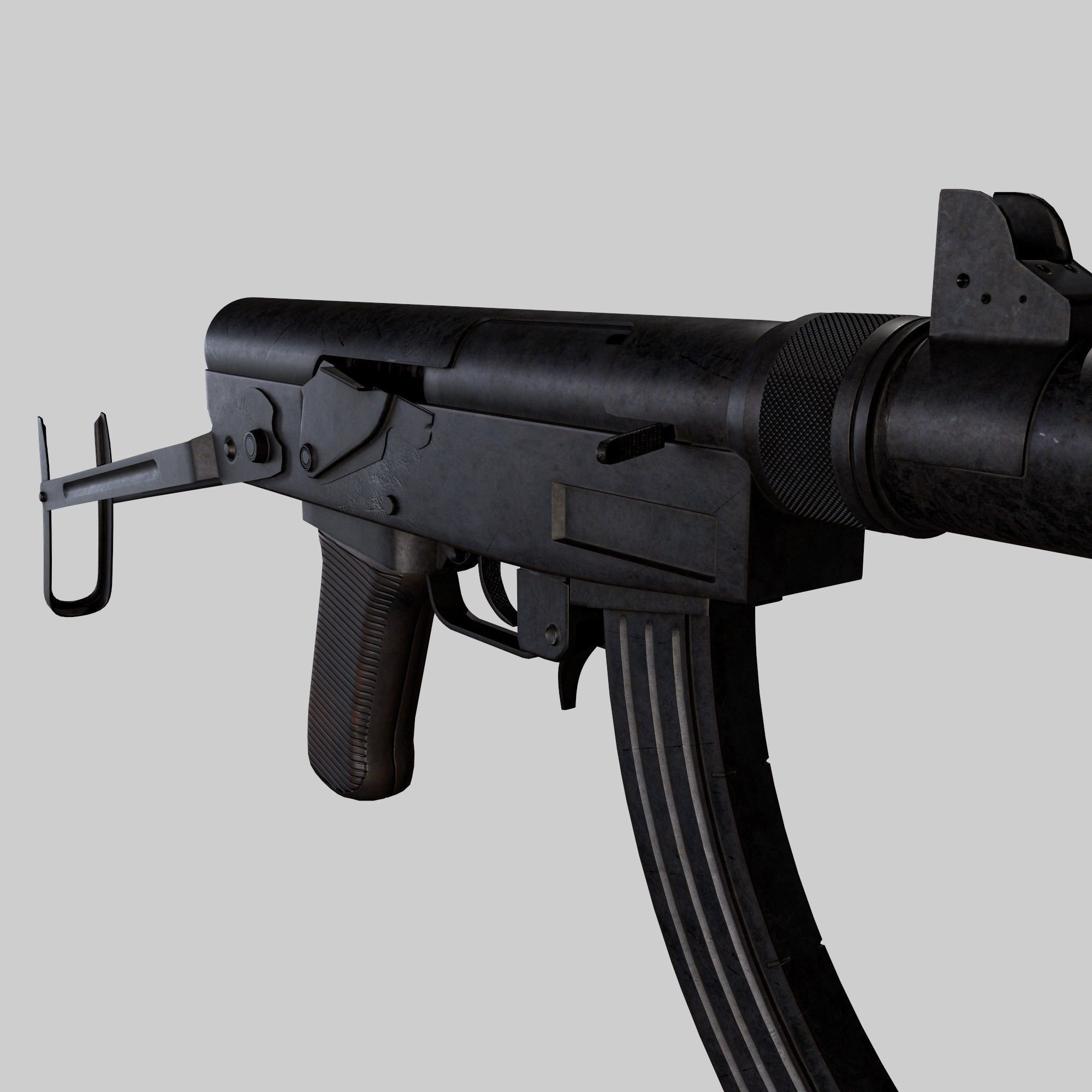 Type 64 SMG Low-poly 3D model_9