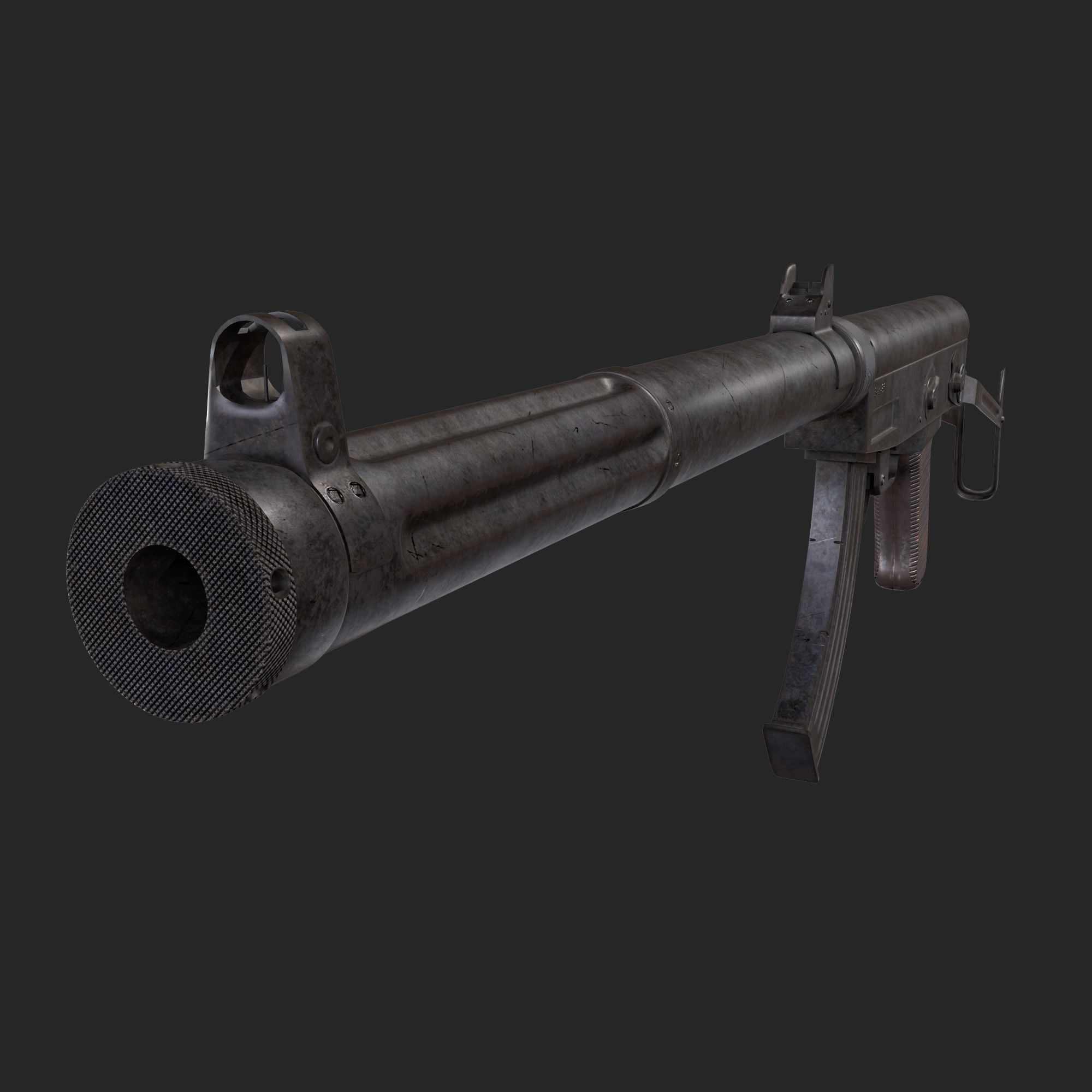 Type 64 SMG Low-poly 3D model_16