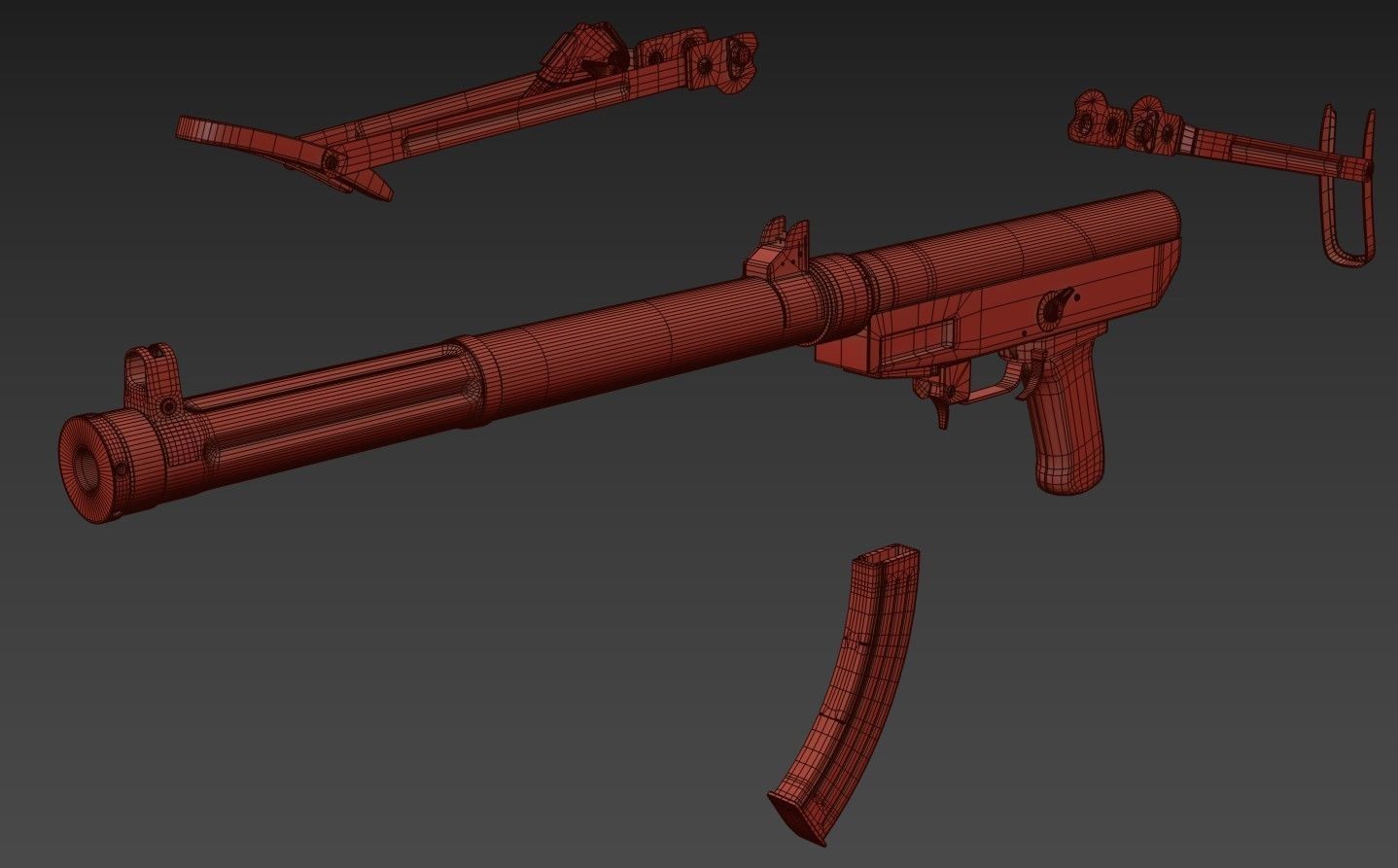 Type 64 SMG Low-poly 3D model_17