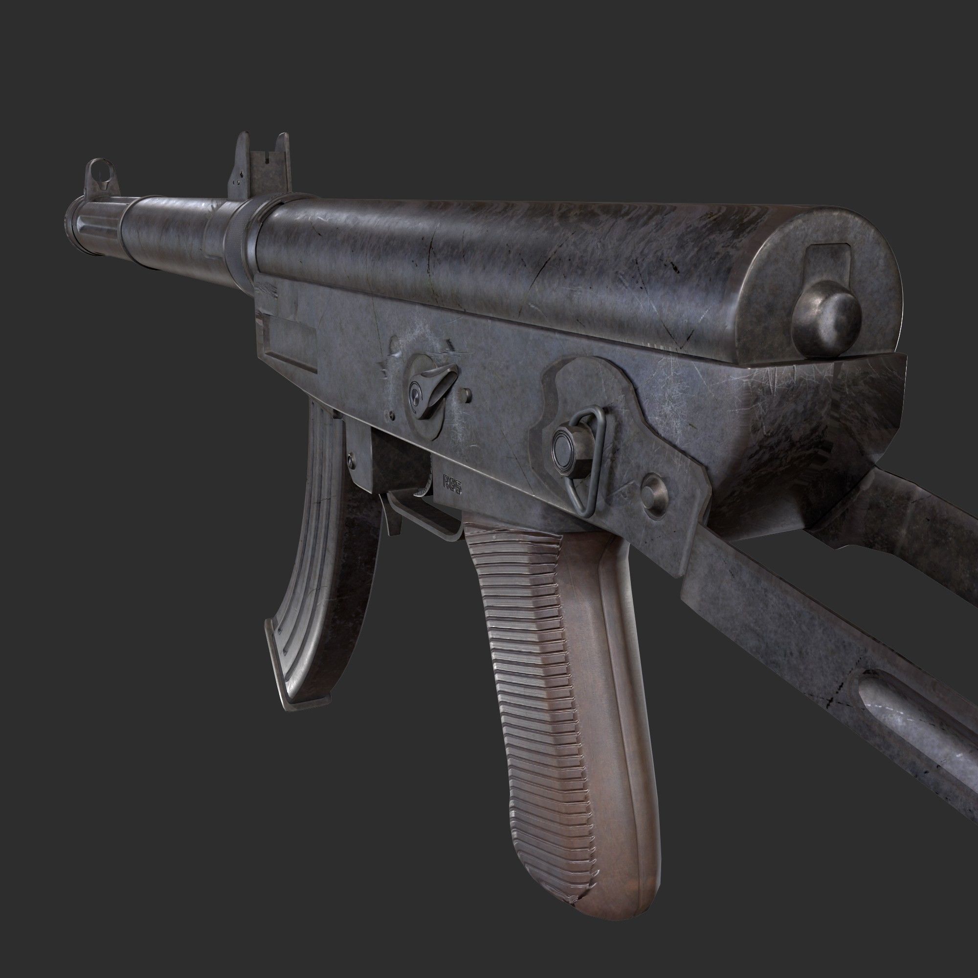Type 64 SMG Low-poly 3D model_1