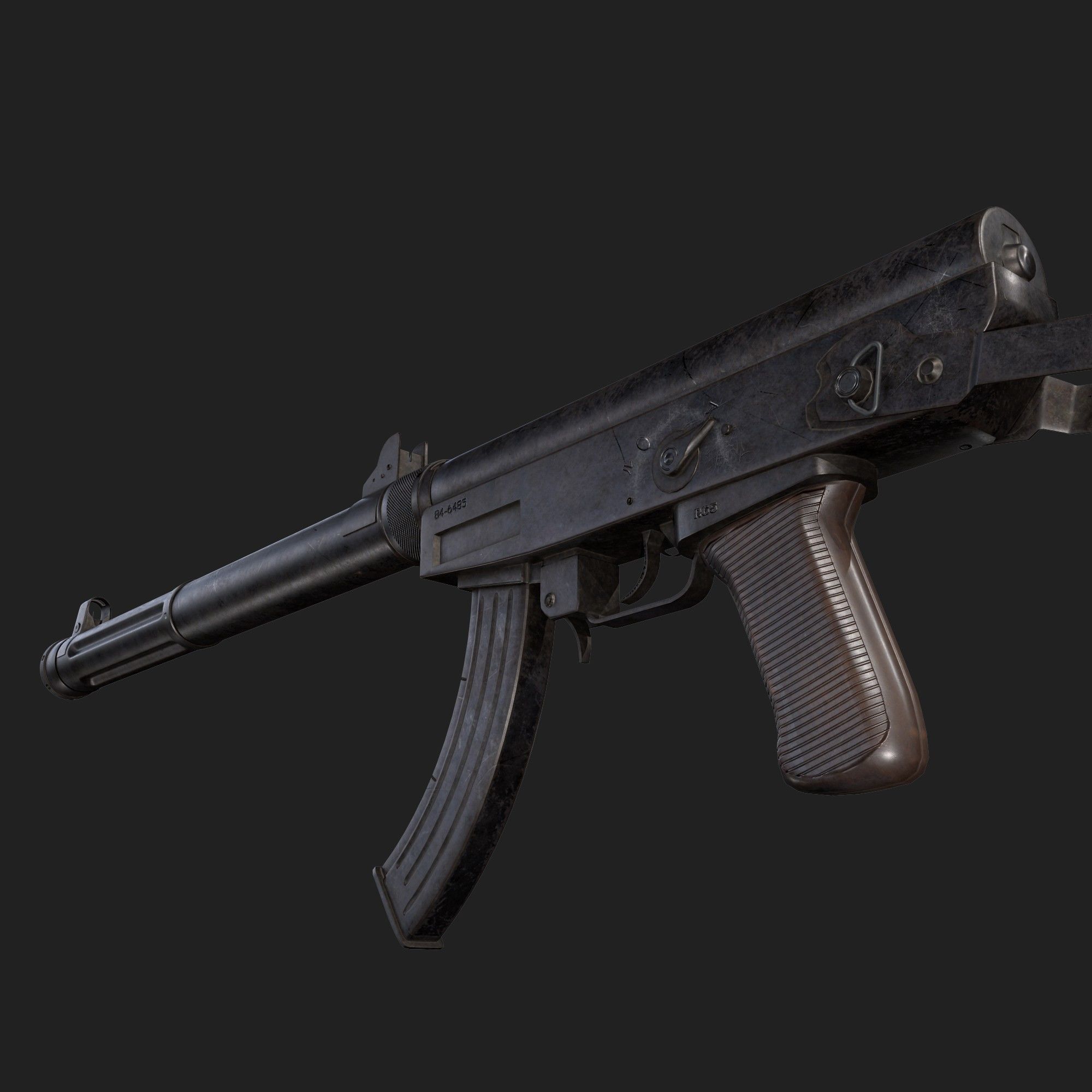 Type 64 SMG Low-poly 3D model_10