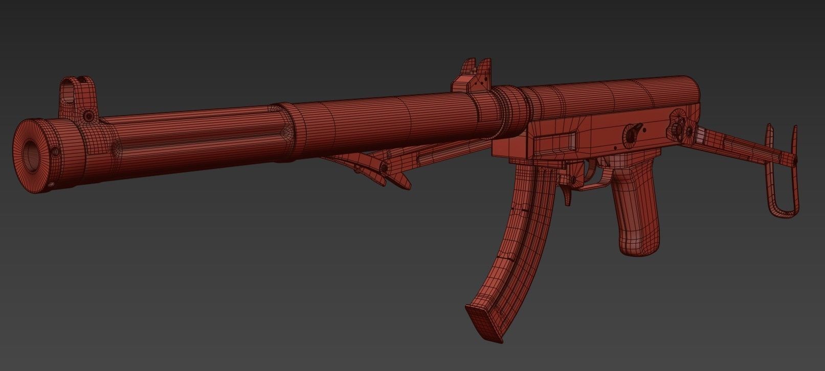 Type 64 SMG Low-poly 3D model_19