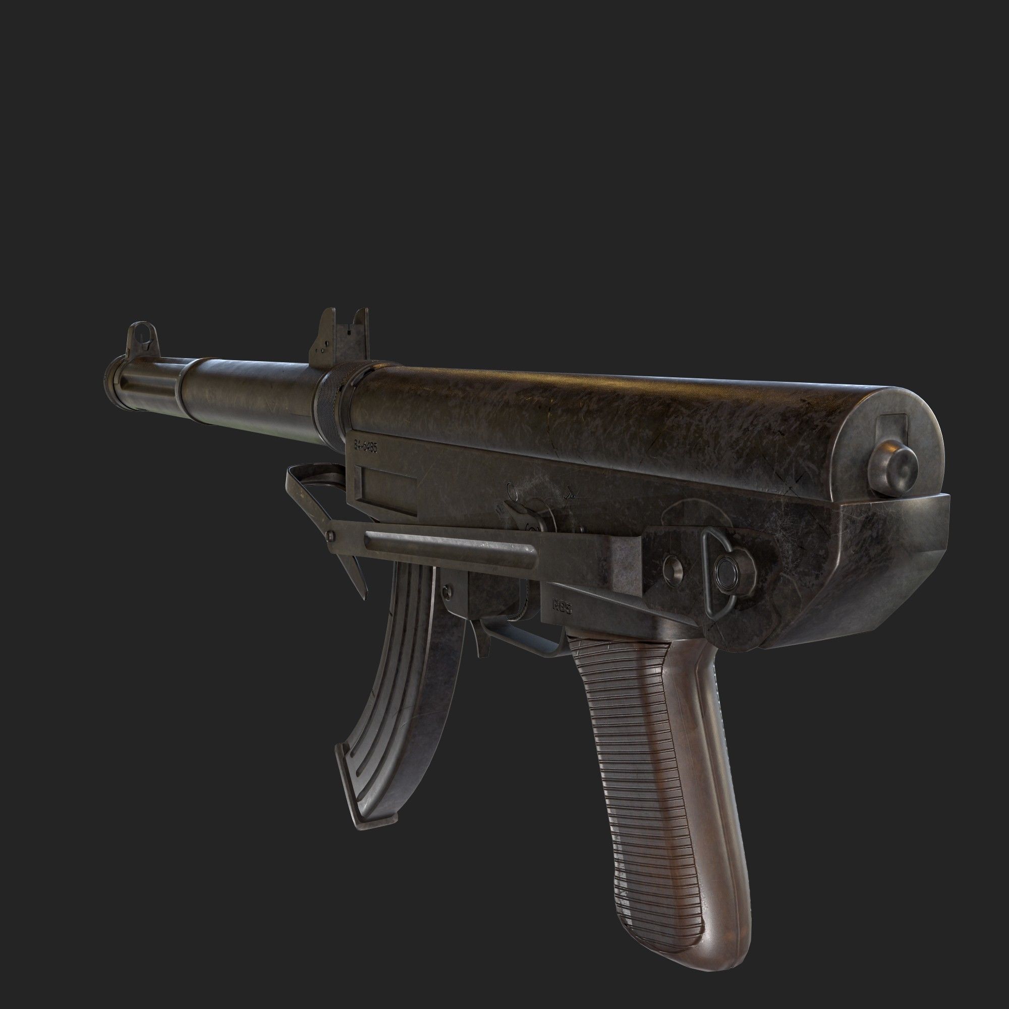 Type 64 SMG Low-poly 3D model_12